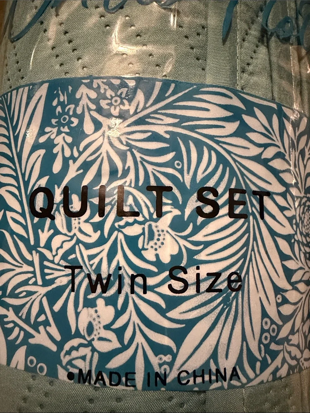 Light Blue Quilted Twin Quilt Set